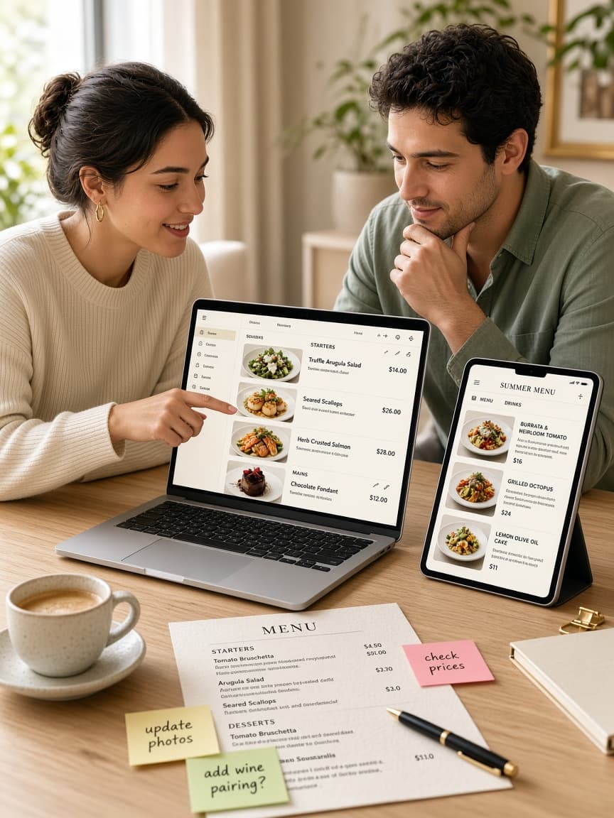 Ekipi i Digmenu duke përgatitur një menu dixhitale restoranti